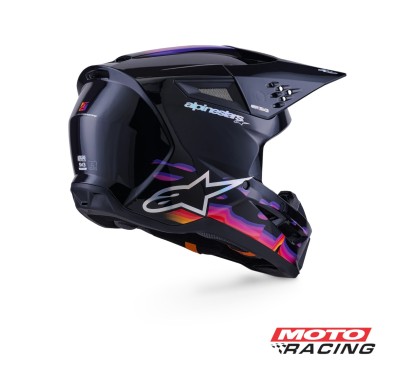 CASCO S-M3 FORCE NEGRO C/ NARANJA - ROSA - LILA "M" (ALPINESTARS)