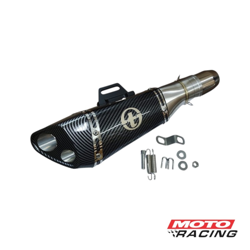 SILENCIADOR DEPORTIVO UNIVERSAL DOBLE SALIDA CARBONO NEGRO (T-FORCE)