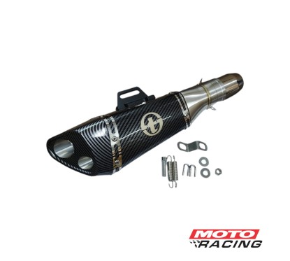 SILENCIADOR DEPORTIVO UNIVERSAL DOBLE SALIDA CARBONO NEGRO (T-FORCE)