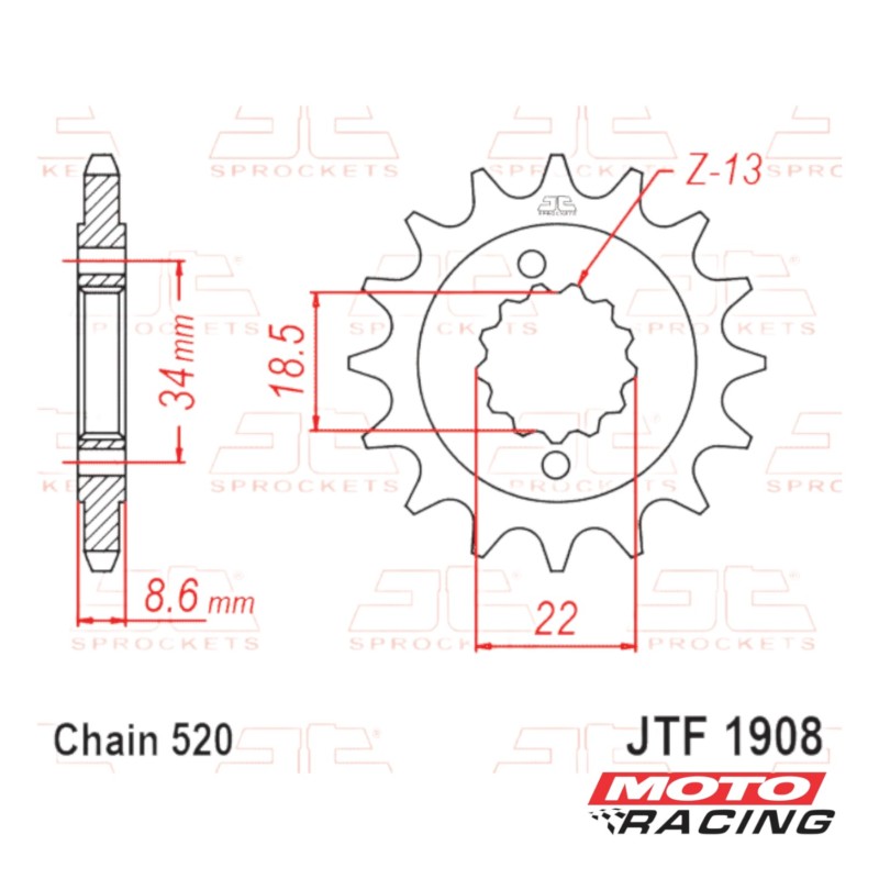 PIÑON Z-15 x 520 KTM DUKE 390/ BAJAJ DOMINAR 400 JT1908.15 (JT)