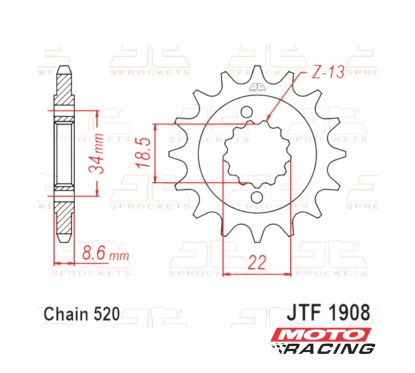 PIÑON Z-15 x 520 KTM DUKE 390/ BAJAJ DOMINAR 400 JT1908.15 (JT)