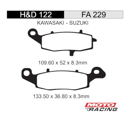 PASTILLA FRENO KAWASAKI KLE 650 VERSYS DELANTERA HD122 = FA229 (HD)