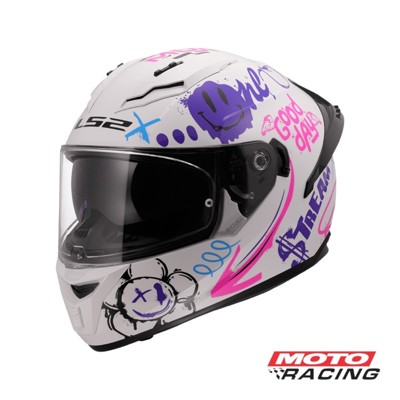 CASCO 806 FUSION ONE D- VISOR BLANCO-  ROSA BRILLO "S" (LS2)