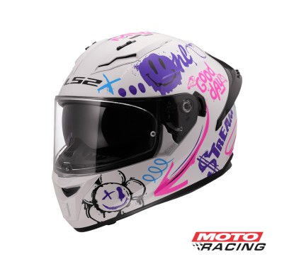 CASCO 806 FUSION ONE D/VISOR BLANCO/ ROSA BRILLO "XS" (LS2)