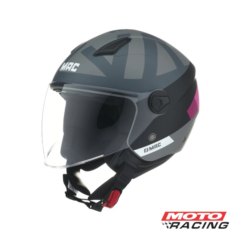 CASCO BEAT STRADA C/VISOR GRIS/ NEGRO/ ROSA MATE ABIERTO "M" (MAC)