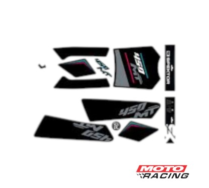 CALCOMANIA CFMOTO 450 NEGRA-  CELESTE-  FUCSIA (SPEKTOR)