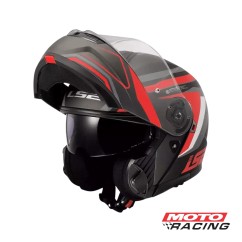 CASCO 908 STROBE PHANTOM REBAT D/VISOR NEGRO/ ROJO/ GRIS "L" (LS2)