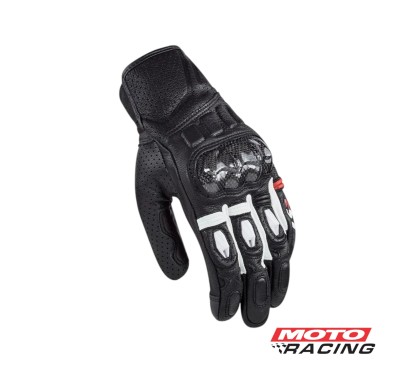 GUANTES SPARK CUERO C-  PROTECCION NUDILLOS NEGRO C-  BLANCO "L" (LS2)