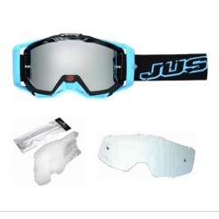 ANTIPARRA JUST 1 IRIS NEON NEGRA-  AZUL + LENTE + TEAR OFF