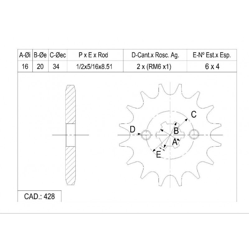 PIÑON Z-15 x 520 YAMAHA 250 RD- YBR 125 (CATALANO)