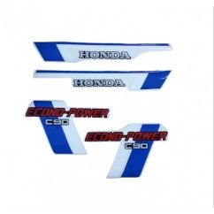 CALCOMANIA HONDA C-90 AZUL -  BLANCO LUXE