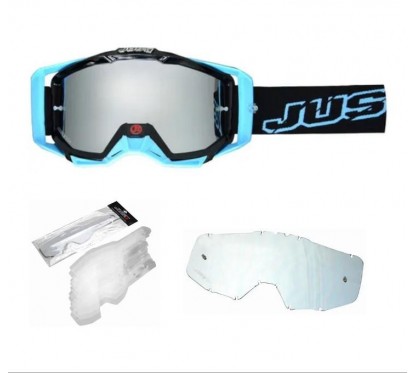 ANTIPARRA JUST 1 IRIS NEON NEGRA-  AZUL + LENTE + TEAR OFF