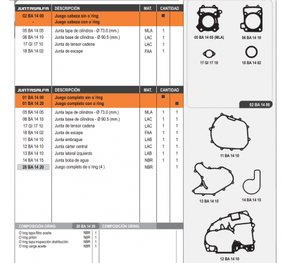 JUNTA MOTOR BAJAJ ROUSER NS 200 C- ORING