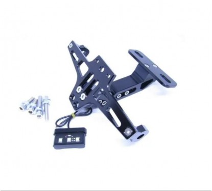 PORTA PATENTE REVATIBLE ALUMINIO C- LED PARA PATENTE NEGRO