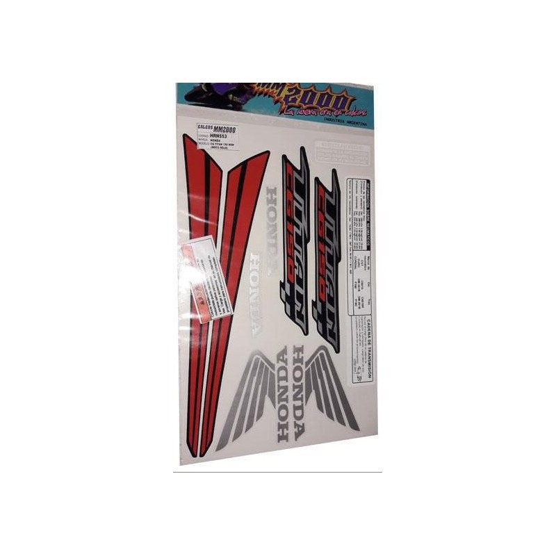 CALCOMANIA HONDA CG 150 TITAN 17 ROJA -  NEGRA