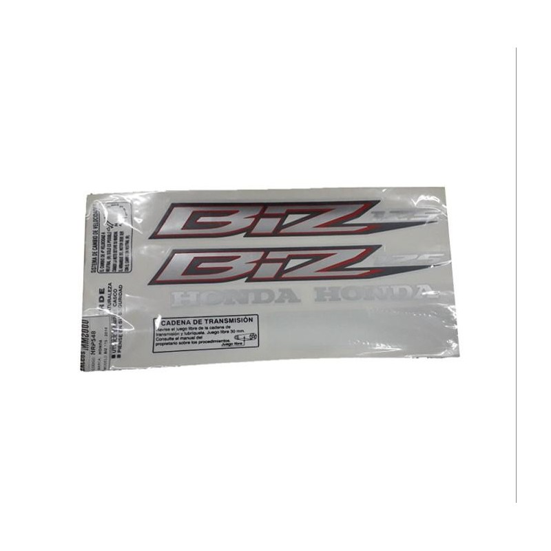 CALCOMANIA HONDA BIZ 125 14 ROJA- PLATA