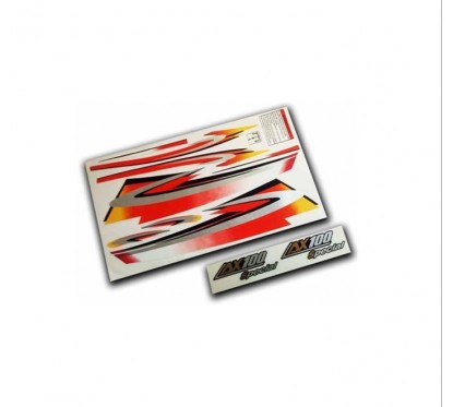 CALCOMANIA SUZUKI AX 100 NARANJA / AMARILLO / GRIS