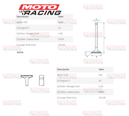 VALVULA ADMISION HONDA XR 400 -  NX4 FALCON 400 (3B)