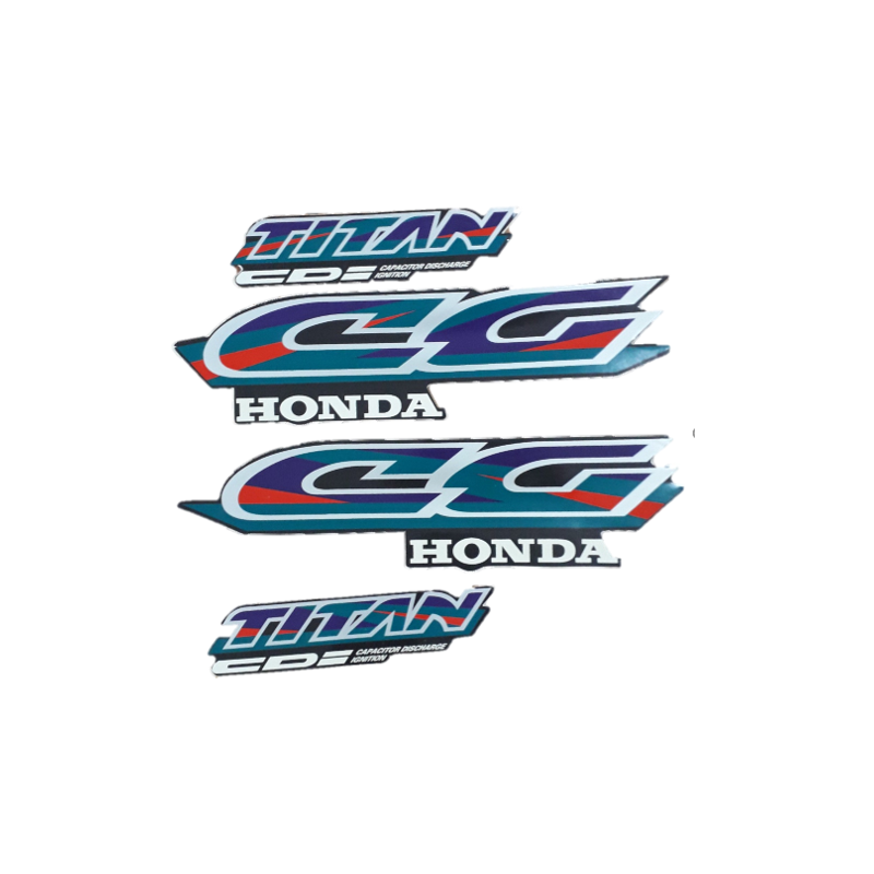 CALCOMANIA HONDA CG 125 TITAN 97 VERDE -  VIOLETA -  ROJO (MM 2)