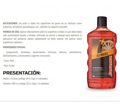 REVIVIDOR PARA NEUMATICO -  GOMAS 500cc REVIGEL JARAMA