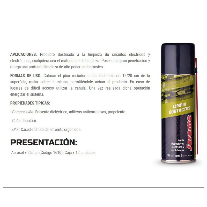 LUBRICANTE LIMPIA CONTACTO 250cc LIMPIA CONTACTO JARAMA