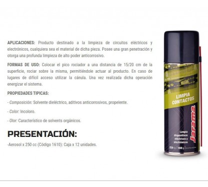 LUBRICANTE LIMPIA CONTACTO 250cc LIMPIA CONTACTO JARAMA