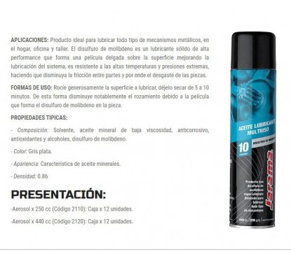 ACEITE LUBRICANTE MULTIUSO C- DISULFURO MOLIBDENO 440cc JARAMA