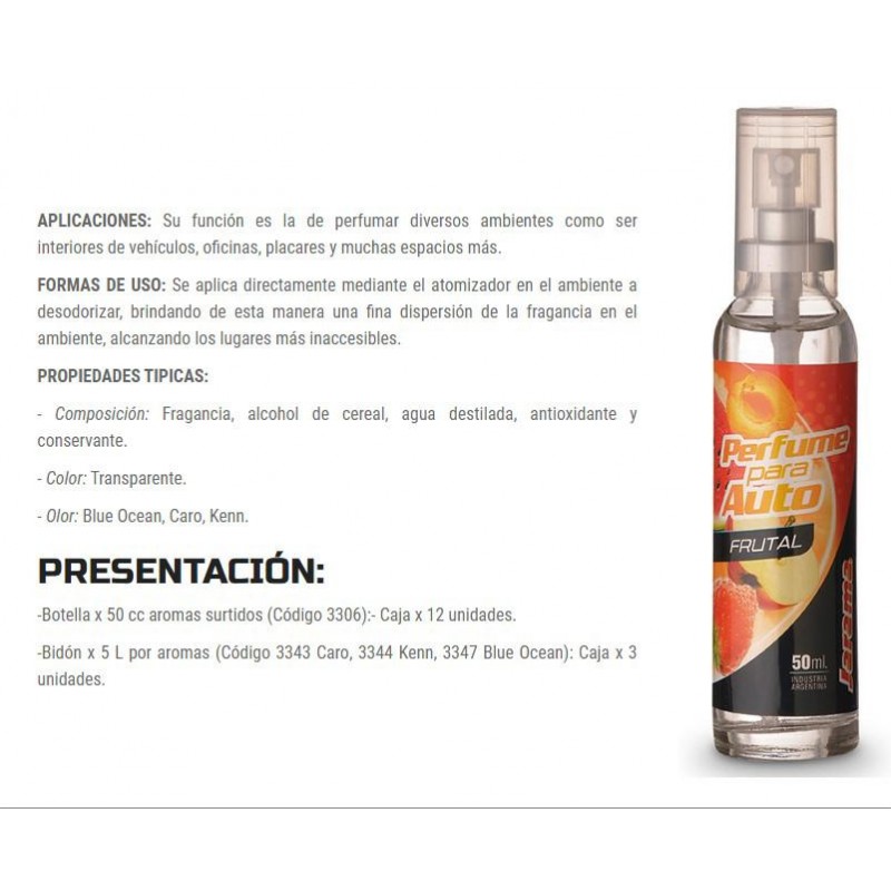 PERFUME PARA AUTO -  INTERIORES 50ml FRAGANCIAS VARIAS JARAMA