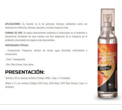PERFUME PARA AUTO -  INTERIORES 50ml FRAGANCIAS VARIAS JARAMA