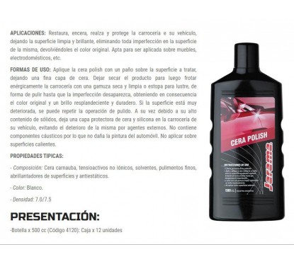 CERA PARA PULIR 500cc CERA POLISH JARAMA
