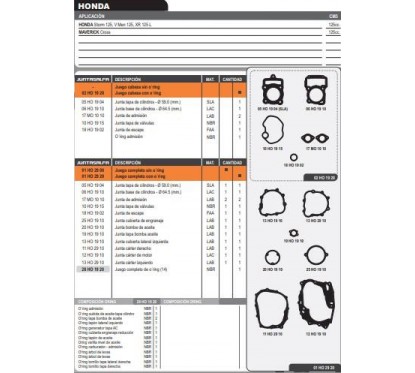 JUNTA MOTOR HONDA STORM 125 / V MEN 125/ XR 125 L (HADA)