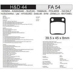 PASTILLA FRENO CG 125 TITAN- FAN -  TITAN 150 -  RX 150 FA54-HD44