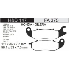 PASTILLA FRENO HONDA WAVE M-N- CBF 150 INVICTA- NEW TITAN (HADA)