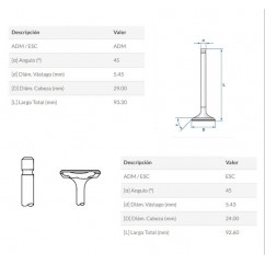VALVULA ADMISION-ESCAPE HONDA STORM 125 (HADA)