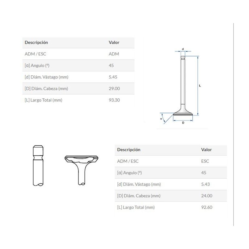 VALVULA ADMISION-ESCAPE HONDA STORM 125 (HADA)