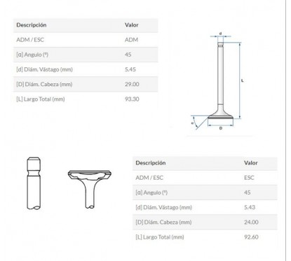VALVULA ADMISION-ESCAPE HONDA STORM 125 (HADA)