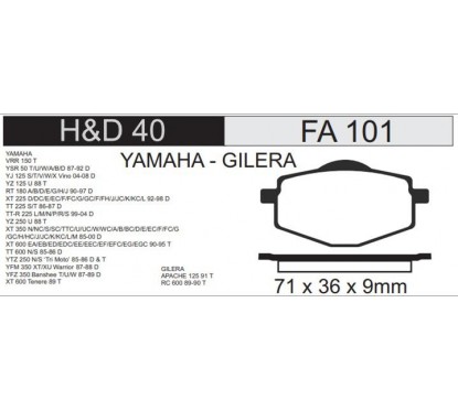 PASTILLA FRENO YAMAHA YBR 125/ XT 225 DELANTERA (HADA)