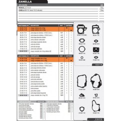 JUNTA MOTOR ZANELLA ZB / VENTO 110 3 VALVULAS C/O'RING