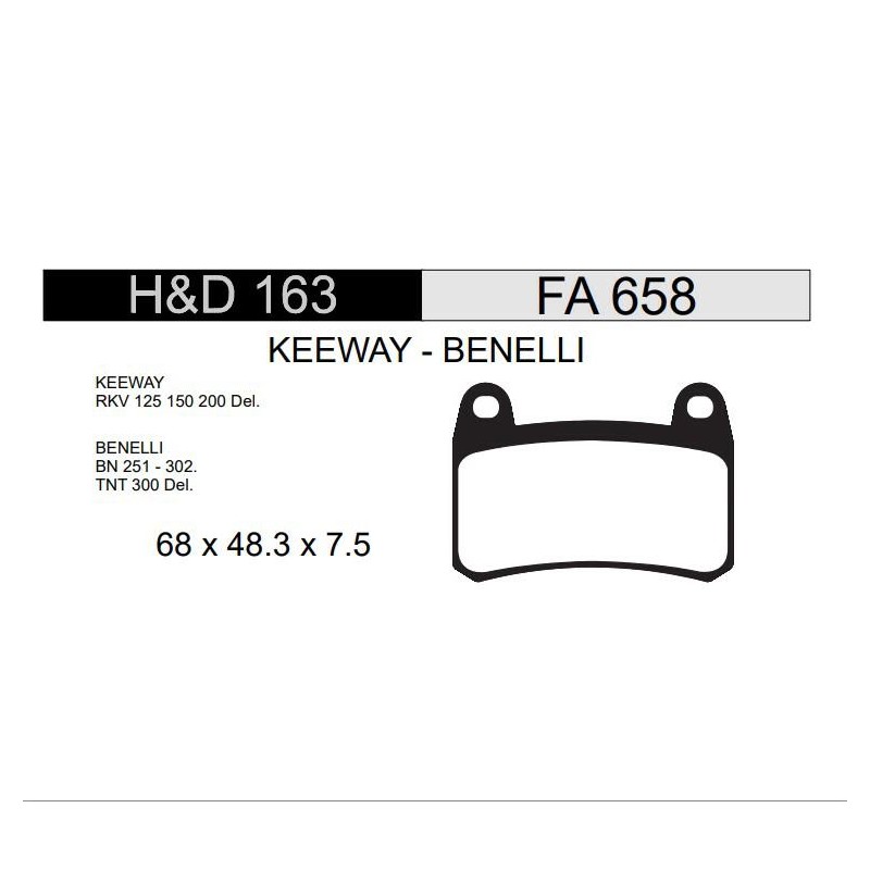 PASTILLA FRENO BENELLI TNT 300 DELANTERA - HD163 (HADA)