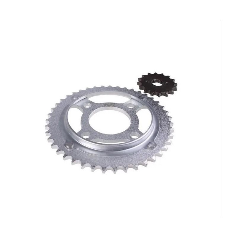 CORONA Y PIÑON HONDA CG 150 TITAN 43- 16 ACERO 1045 (KHROMO)