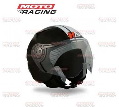 CASCO ABIERTO RS9 NEGRO BRILLANTE C-  BLANCO "S" 56cm (HAWK)