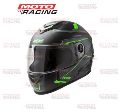 CASCO RS1 ALPHA INTEGRAL NEGRO MATE -  VERDE "L" 60cm (HAWK)