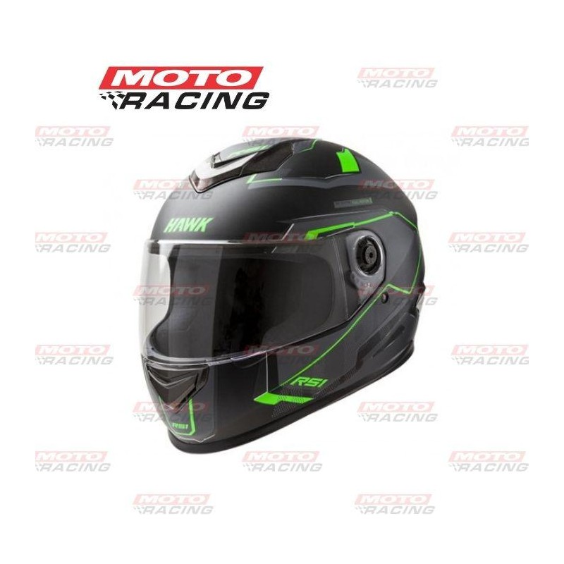 CASCO RS1 ALPHA INTEGRAL NEGRO MATE -  VERDE "XL" 62cm (HAWK)