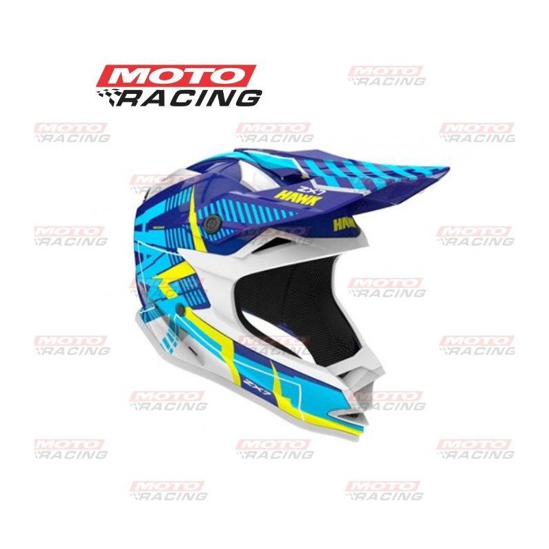 CASCO HAWK ZX7 CROSS AZUL CLARO C/GRAFICOS "M" 58cm