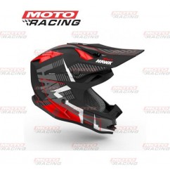 CASCO HAWK ZX7 CROSS NEGRO -  ROJO MATE "L" 60cm