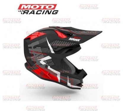 CASCO HAWK ZX7 CROSS NEGRO -  ROJO MATE "L" 60cm