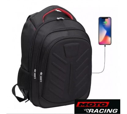 MOCHILA SPORT VIAJE NEGRA C/ROJO PORTA NOTEBOOK C/USB