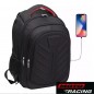 MOCHILA SPORT VIAJE NEGRA C- ROJO PORTA NOTEBOOK C- USB