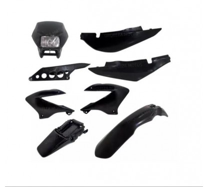 KIT PLASTICOS COMPLETO HONDA NXR 125 BROS- MOTOMEL SKUA NEGRO 8P (NSU)