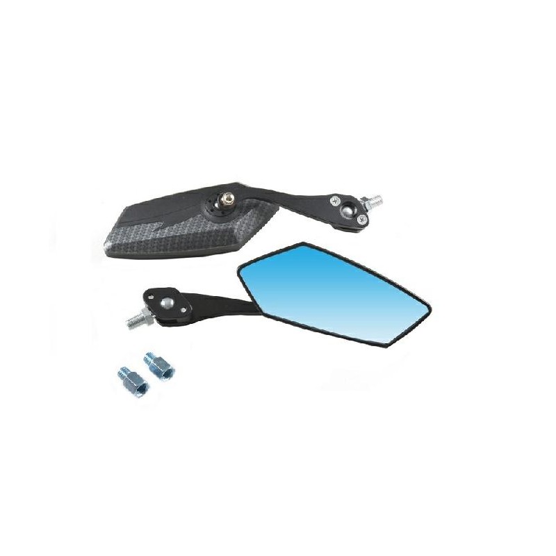 ESPEJO UNIVERSAL NEGRO -  CARBONO ZX-2653- 3 VARIAS ROSCAS